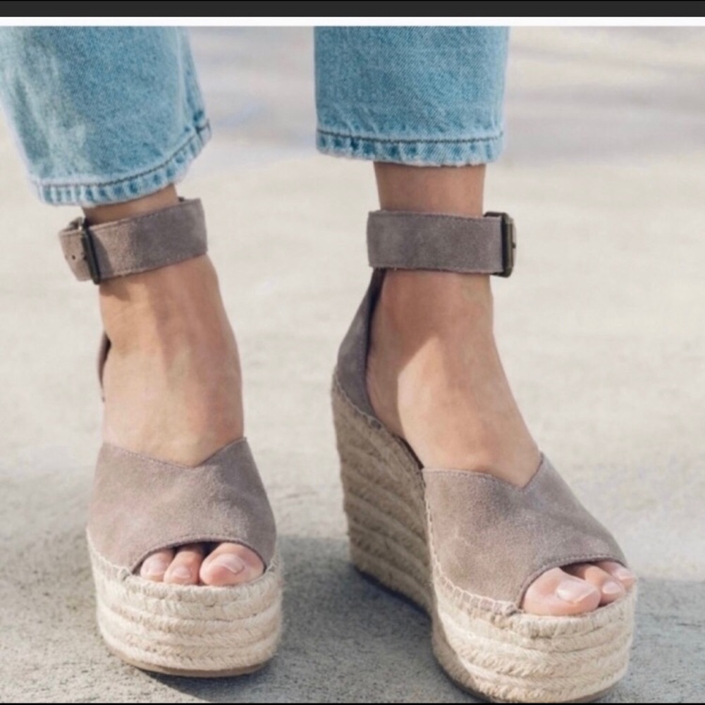 Soludos Positano platform wedge espadrilles in Ash. size US 8 / EU 38.5